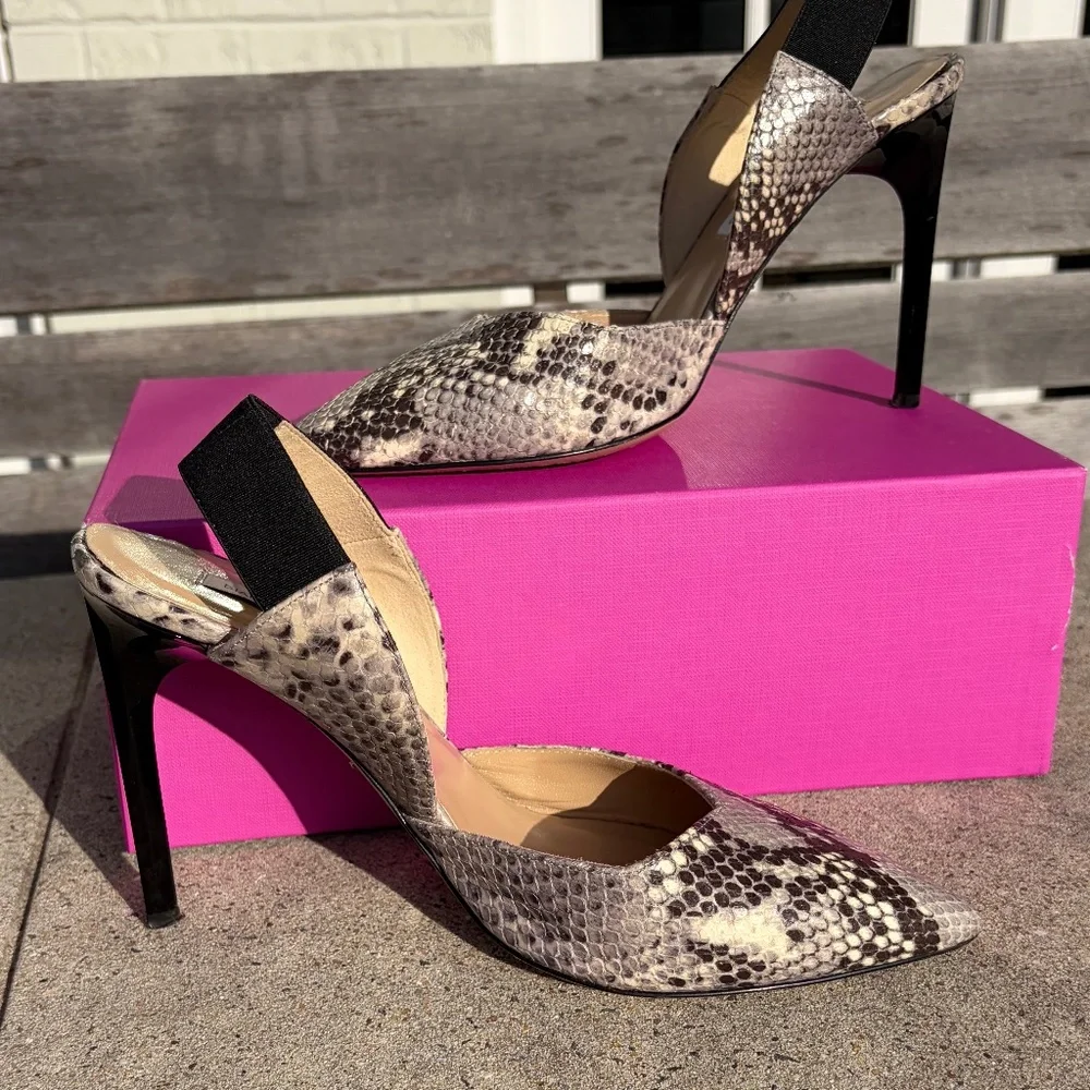 Diane Von Furstenberg Blaire Heels python print gray 8M